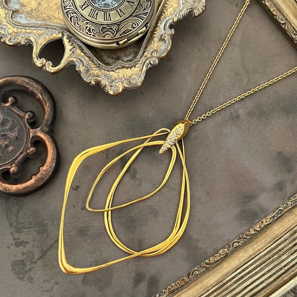 ALEXIS BITTAR • Gold Encrusted Orbiting Pendant Necklace - Picture 5 of 5